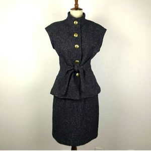 CAbi Woman's sz M/8 Belted Skirt Suit Tweed